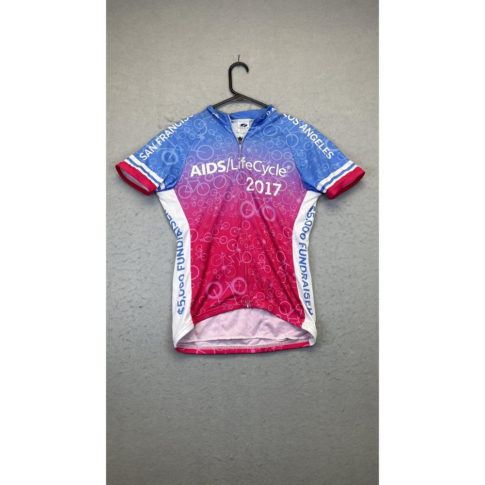 Voler Cycling Jersey Womens Medium Blue Pink‎ AIDS/LifeCycle 2017 Full Zip USA